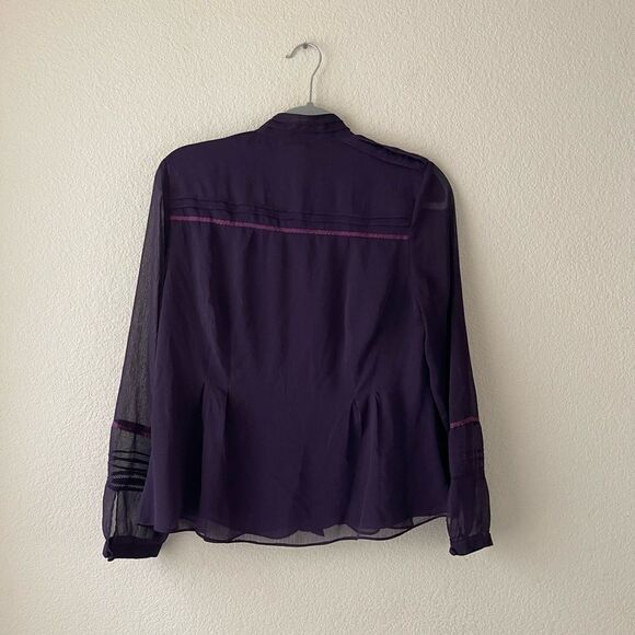 Cold water creek sheer purple long sleeve blouse‎ - Picture 6 of 8
